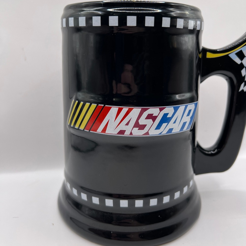 NASCAR 2003 Mug Tankard Style Black Racing Checkered Flag Handle - Picture 3 of 9